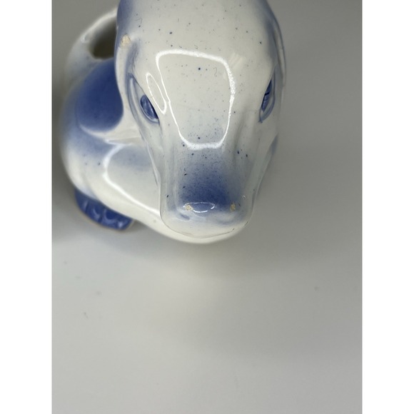 Vtg 1960's 3 Pc. Positional Blue Willow Dog Dachshund Planter Snack Tray Japan - Picture 12 of 15